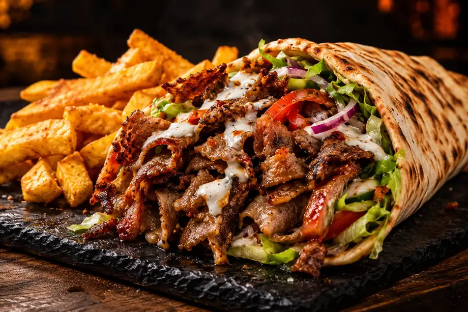 Photorealistic AI-generated kebab image